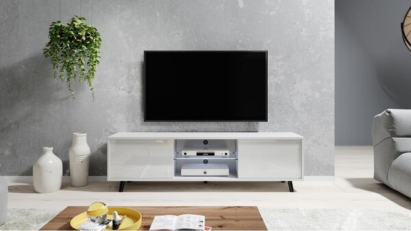 Tv szekrény/asztal Leiros (világítással) (fehér)