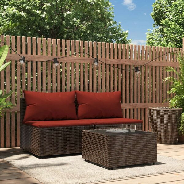 VidaXL 3 részes barna polyrattan kerti ülőgarnitúra párnával