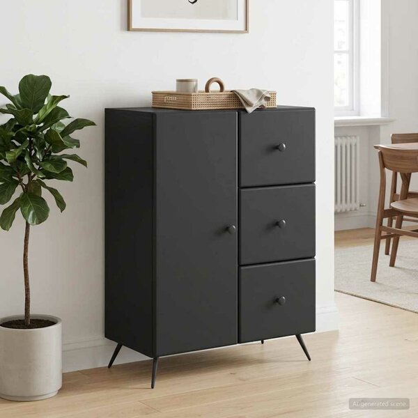 VidaXL Széf Fekete 66 x 34,5 x 90 cm Szerelt Fa