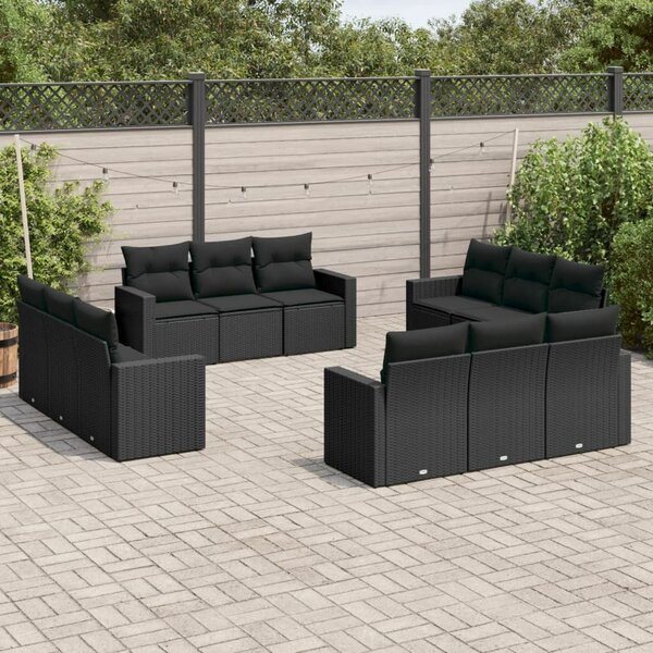 VidaXL Polyrattan Kerti Ülőgarnitúra - Fekete - 12 részes