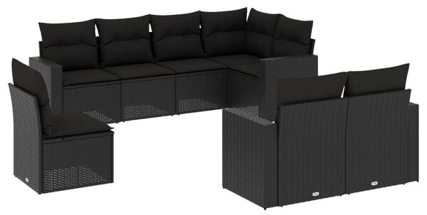 VidaXL Polyrattan Kerti Ülőgarnitúra - 8 részes - Fekete