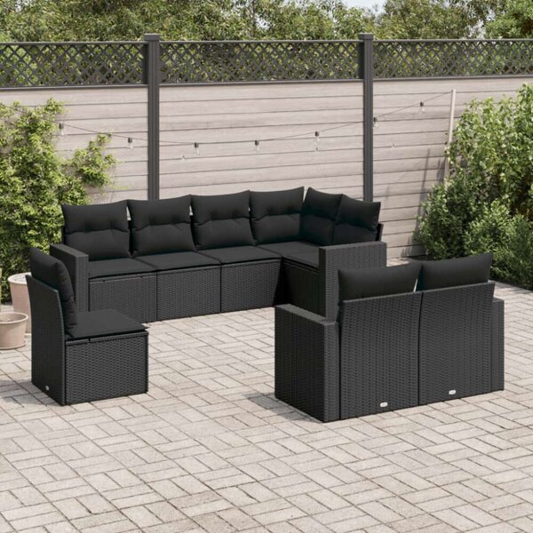VidaXL Polyrattan Kerti Ülőgarnitúra - 8 részes - Fekete
