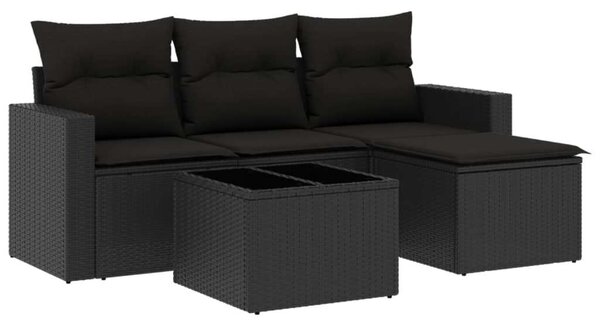 VidaXL 5 részes Polyrattan Kerti Kanapé Szett - Fekete