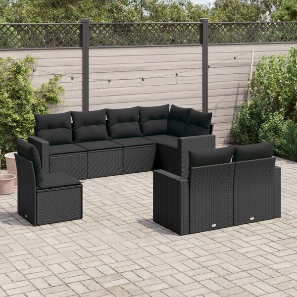 VidaXL Polyrattan Kerti Ülőgarnitúra - 8 részes - Fekete