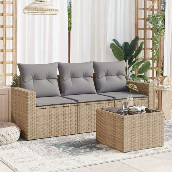 VidaXL Polyrattan Kerti Ülőgarnitúra - 4 részes - Bézs