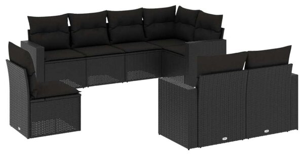 VidaXL Polyrattan Kerti Ülőgarnitúra - 8 részes - Fekete