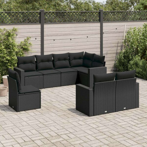 VidaXL Polyrattan Kerti Ülőgarnitúra - 8 részes - Fekete