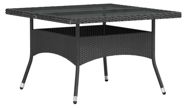 VidaXL 5 részes fekete polyrattan és edzett üveg kerti étkezőgarnitúra