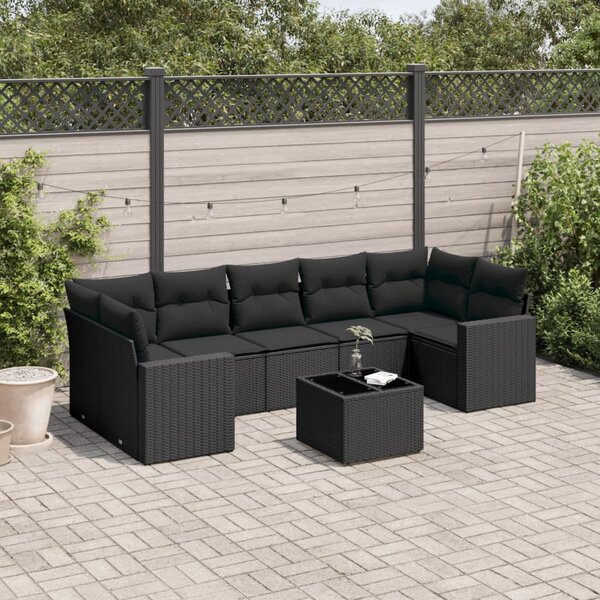 VidaXL Polyrattan Kerti Ülőgarnitúra - 8 részes - Fekete
