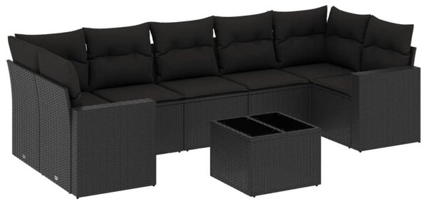 VidaXL Polyrattan Kerti Ülőgarnitúra - 8 részes - Fekete