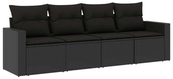 VidaXL 4 részes Kerti Ülőgarnitúra - Fekete Polyrattan