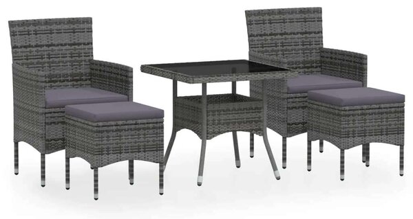 VidaXL Kerti Étkezőgarnitúra - 5 részes - Szürke Polyrattan