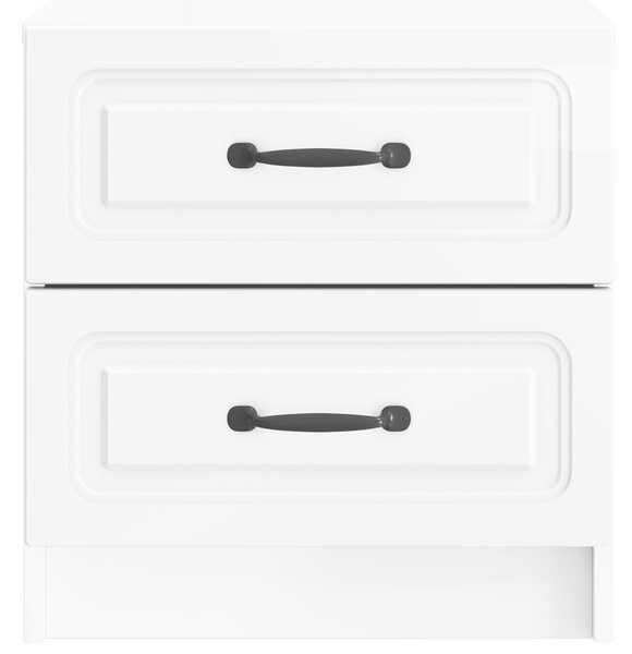 VidaXL Éjjeliszekrény 2 pcs Magasfényű Fehér 43 x 34,5 x 44,5 cm