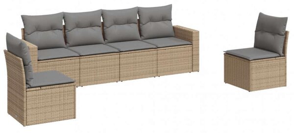 Polyrattan Kerti Ülőgarnitúra - 6 részes - Bézs