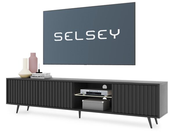 Tv szekrény/asztal Biel 175 (világítással) (fekete)
