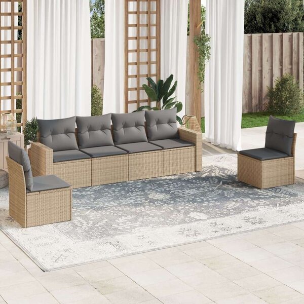 Polyrattan Kerti Ülőgarnitúra - 6 részes - Bézs