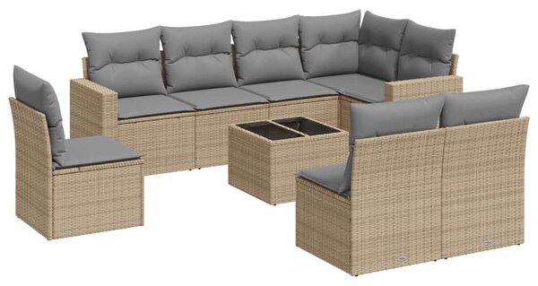 VidaXL Polyrattan Kerti Ülőgarnitúra - 9 részes - Bézs