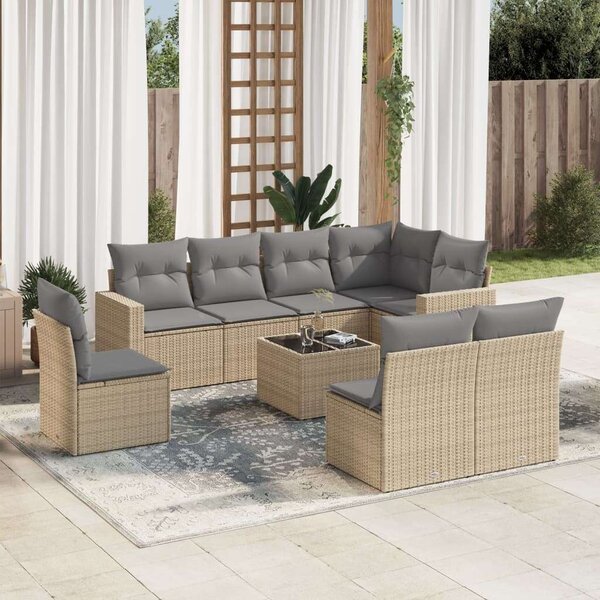 VidaXL Polyrattan Kerti Ülőgarnitúra - 9 részes - Bézs