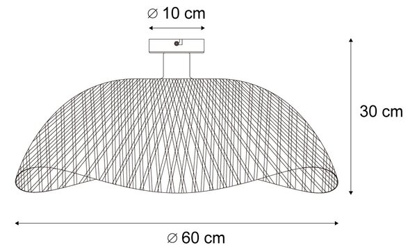 Art Deco mennyezeti lámpa fekete bambusz 60 cm - Alka