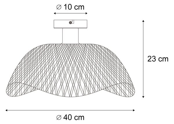 Art Deco mennyezeti lámpa fekete bambuszból 40 cm - Alka