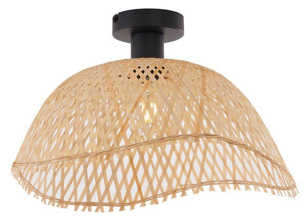 Art Deco mennyezeti lámpa fekete és natúr bambusz 40 cm - Alka
