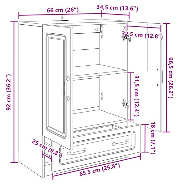VidaXL Széf Fehér 66 x 34,5 x 92 cm Szerelt Fa