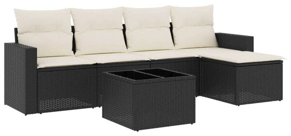 VidaXL Polyrattan Kerti Ülőgarnitúra - 6 részes - Fekete