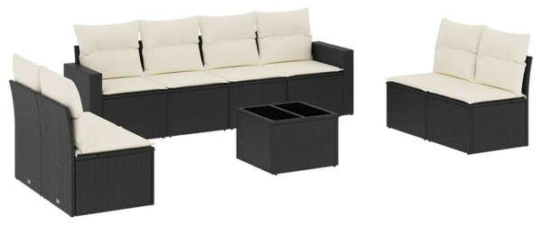 VidaXL Polyrattan Kerti Ülőgarnitúra - 9 részes - Fekete