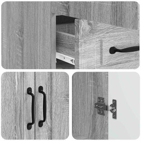 VidaXL Széf fiókkal Szürke Sonoma 66 x 34,5 x 92 cm Szerelt Fa