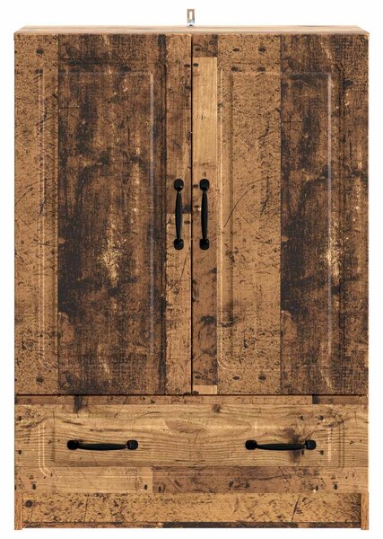 VidaXL Széf fiókkal Antik Fa 66 x 34,5 x 92 cm Szerelt Fa