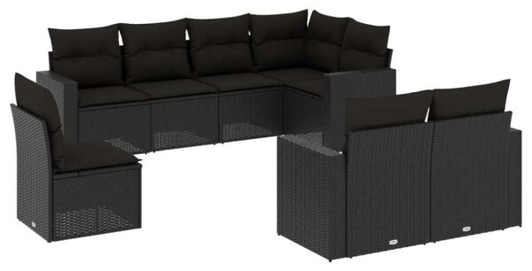 VidaXL Polyrattan Kerti Ülőgarnitúra - 8 részes - Fekete