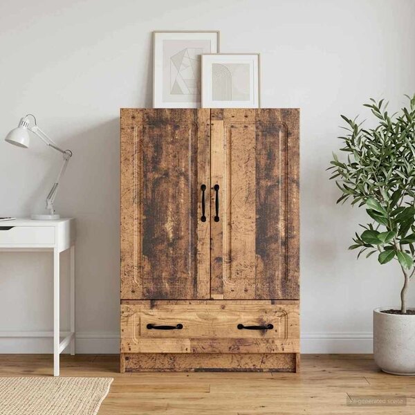 VidaXL Széf fiókkal Antik Fa 66 x 34,5 x 92 cm Szerelt Fa