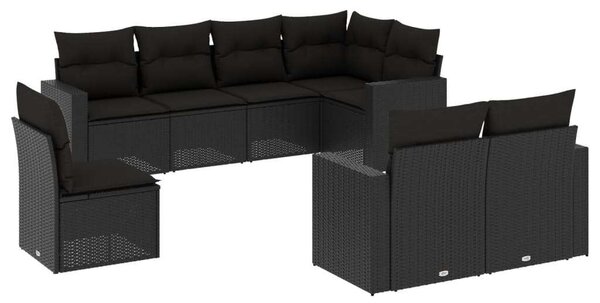 VidaXL Polyrattan Kerti Ülőgarnitúra - 8 részes - Fekete