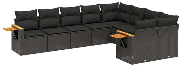VidaXL Polyrattan Kerti Ülőgarnitúra - 9 részes - Fekete