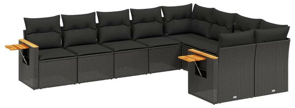 VidaXL Polyrattan Kerti Ülőgarnitúra - 9 részes - Fekete