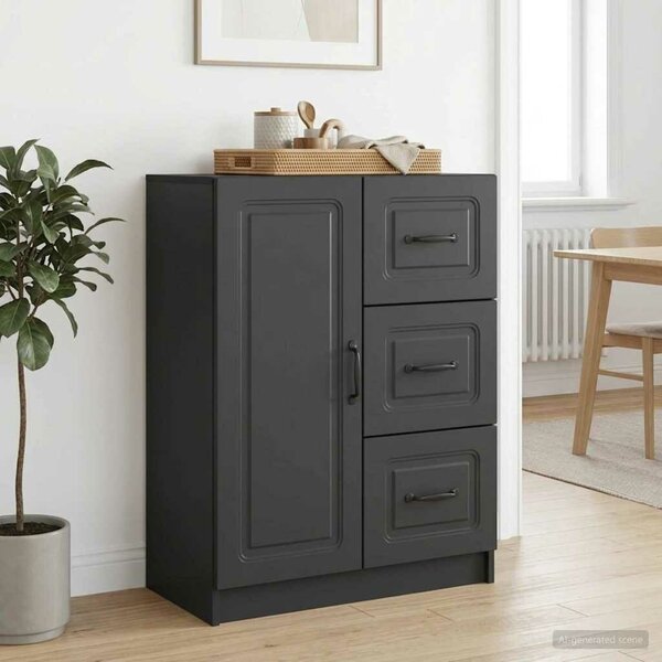 VidaXL Széf fiókkal Fekete 66 x 34,5 x 87 cm Szerelt Fa