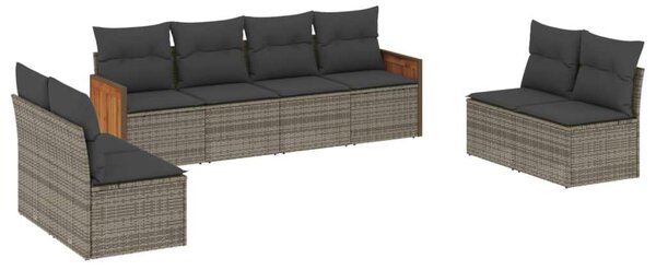Polyrattan Kerti Ülőgarnitúra - 8 részes - Szürke