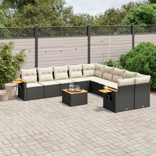 VidaXL Polyrattan Kerti Ülőgarnitúra - 11 részes - Fekete