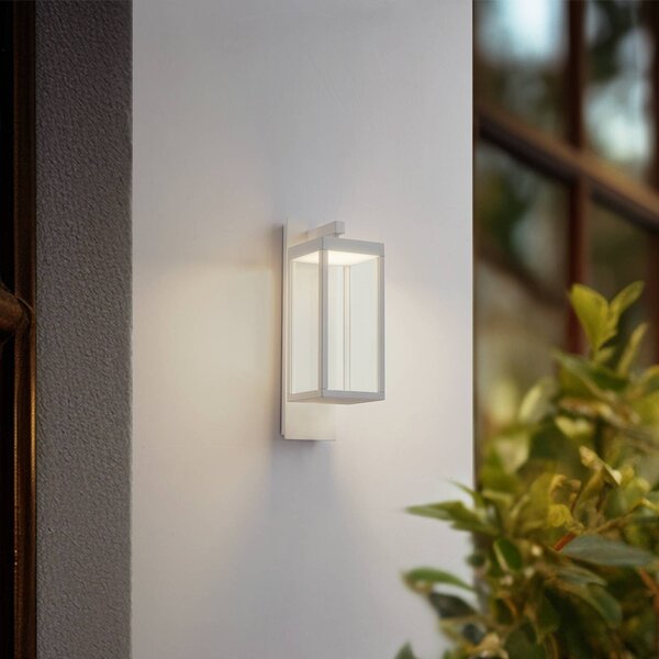 Lucande „Ferdinand” LED kültéri falilámpa, fehér, fém, 38 cm, Fehér / opál, Alumínium, Modern