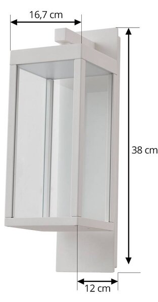 Lucande „Ferdinand” LED kültéri falilámpa, fehér, fém, 38 cm, Fehér / opál, Alumínium, Modern