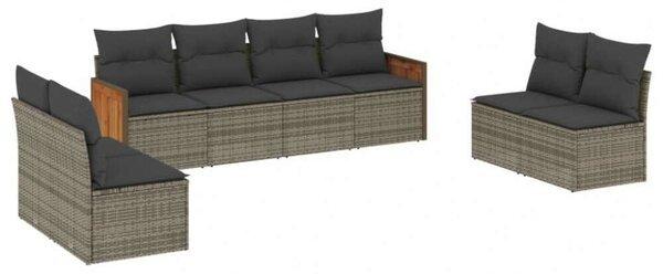 Polyrattan Kerti Ülőgarnitúra - 8 részes - Szürke