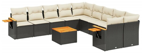 VidaXL Polyrattan Kerti Ülőgarnitúra - 11 részes - Fekete