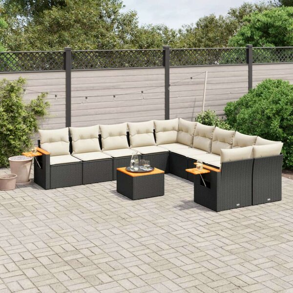 VidaXL Polyrattan Kerti Ülőgarnitúra - 11 részes - Fekete