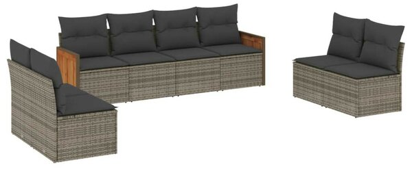 Polyrattan Kerti Ülőgarnitúra - 8 részes - Szürke