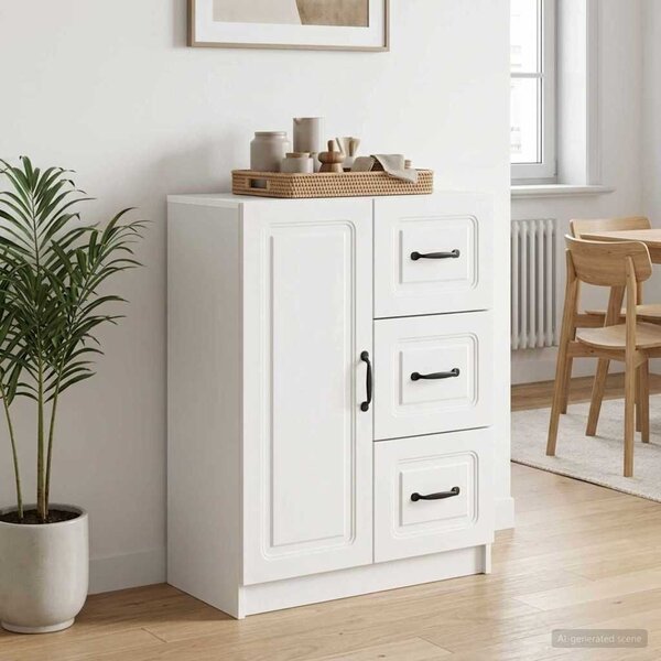 VidaXL Széf fiókkal Magasfényű Fehér 66 x 34,5 x 87 cm Szerelt Fa