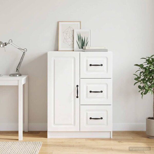 VidaXL Széf fiókkal Magasfényű Fehér 66 x 34,5 x 87 cm Szerelt Fa