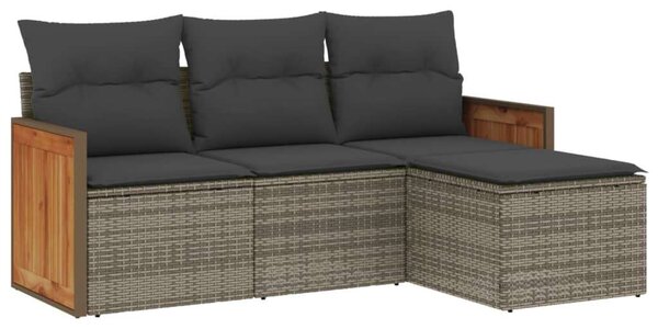 VidaXL Polyrattan Kerti Ülőgarnitúra - 4 részes - Szürke