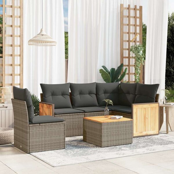 VidaXL Polyrattan Kerti Ülőgarnitúra - 6 részes - Szürke