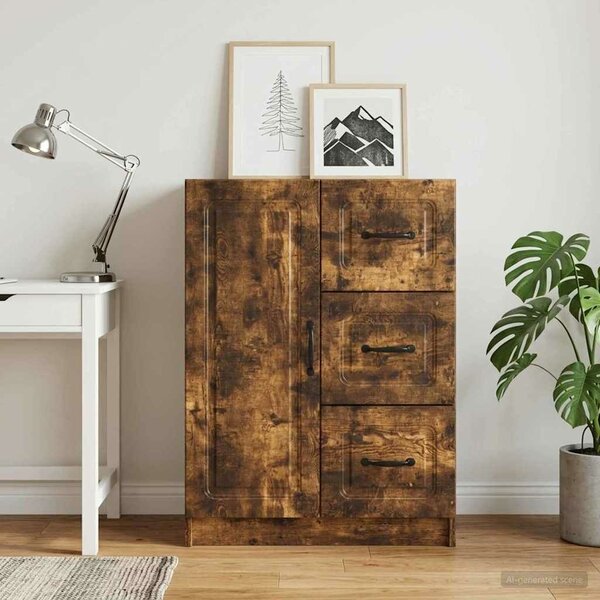 VidaXL Széf fiókkal Füstös Tölgy 66 x 34,5 x 87 cm Szerelt Fa