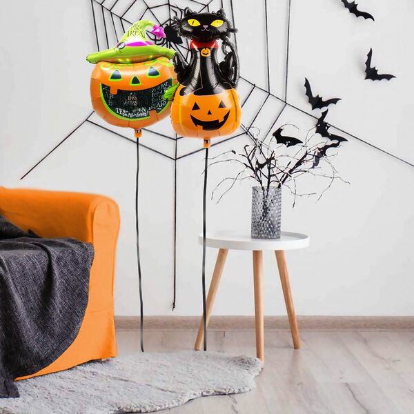 Halloweeni macska és tök lufi 65 x 95 cm